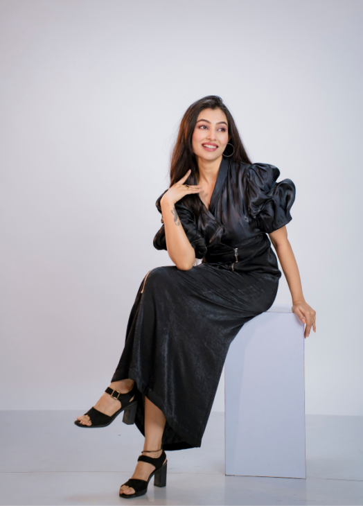 Celestial Black Puff Dress