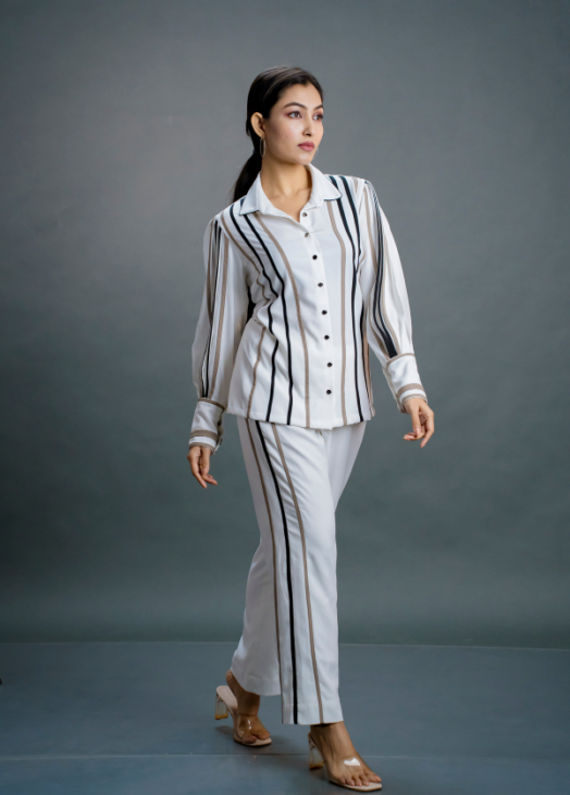 Striped Two-Piece Set.