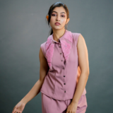 Scalloped Collar Sleeveless Coord Set