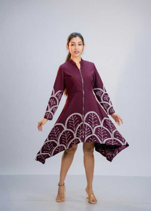 Artisan Bloom: Plum Asymmetrical Dress