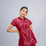 Maroon Embroidered Two-Piece Set.