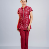 Maroon Embroidered Two-Piece Set.