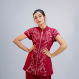 Maroon Embroidered Two-Piece Set.