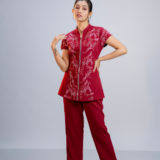 Maroon Embroidered Two-Piece Set.