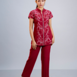 Maroon Embroidered Two-Piece Set.