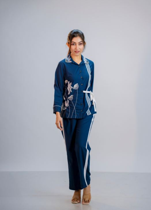 Navy & White Stripe Tie-Front Coord Set