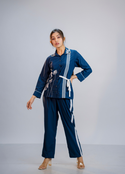 Navy & White Stripe Tie-Front Coord Set