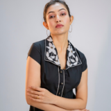Black Embroidered Collar Cotton Poplin Dress