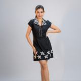 Black Embroidered Collar Cotton Poplin Dress