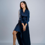 High-Low Dress with Embellished Sleeves