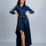 High-Low Dress with Embellished Sleeves