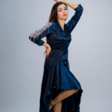 High-Low Dress with Embellished Sleeves