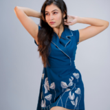Blue Collared Floral Mini Dress
