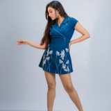 Blue Collared Floral Mini Dress