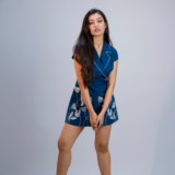 Blue Collared Floral Mini Dress