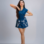 Blue Collared Floral Mini Dress