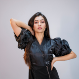 Celestial Black Puff Dress