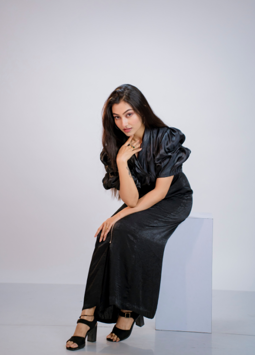 Celestial Black Puff Dress