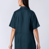 Green, Cotton Fabric, Bead and hand embroidered shirt with collar neck, Half sleeves