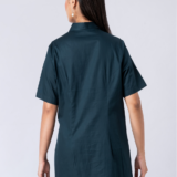 Green, Cotton Fabric, Bead and hand embroidered shirt with collar neck, Half sleeves