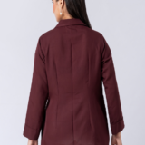 Wine, Crepe Fabric, Bead and hand embroidered shirt with collar neck, Full sleeves