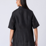 Black, Crepe Fabric, Bead and hand embroidered shirt with collar neck, Half sleeves