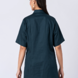 Green, Cotton Fabric, Bead and hand embroidered shirt with collar neck, Half sleeves