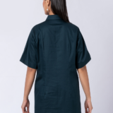 Green, Cotton Fabric, Bead and hand embroidered shirt with collar neck, Half sleeves