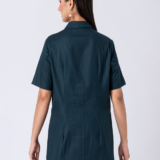 Green, Cotton Fabric, Bead and hand embroidered shirt with collar neck, Half sleeves