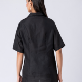 Black, Crepe Fabric, Bead and hand embroidered shirt with collar neck, Half sleeves