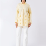 YELLOW SHIRT : Yellow, Cotton Fabric, Applique Beaded hand embroidered shirt with collar neck, Full sleeves